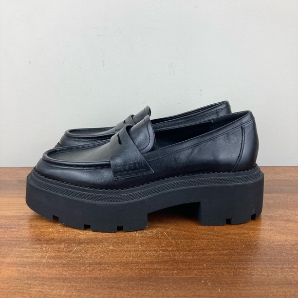 Zara Black Chunky Lug Sole Platform Penny Loafers 3795 Size 38 Women’s 7-7.5. - Picture 2 of 12